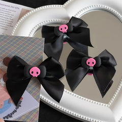 Skull Bow Hair Snap Clip Punk Pink Barrette Hair Accessories For Women
