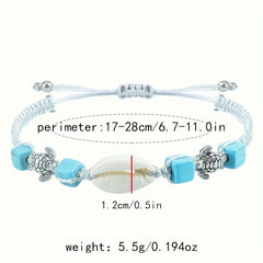 Seaside Shell Turtle Turquoise Braided Bracelet Vintage Versatile Beach Surfing