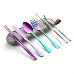 8pcs Travel Cutlery Set Stainless Steel Flatware Set