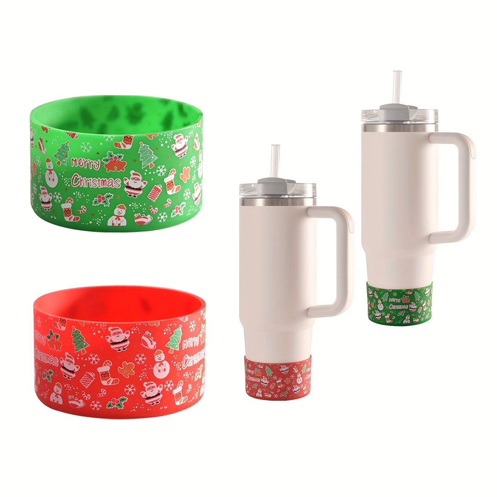Christmas Silicone Cup Sleeve for 30oz 40oz Tumbler Non-slip Cup Bottom Cover