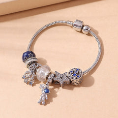 Romantic Starry Sky Bracelet with Faux Diamonds Rhinestone and Moon Astronauts