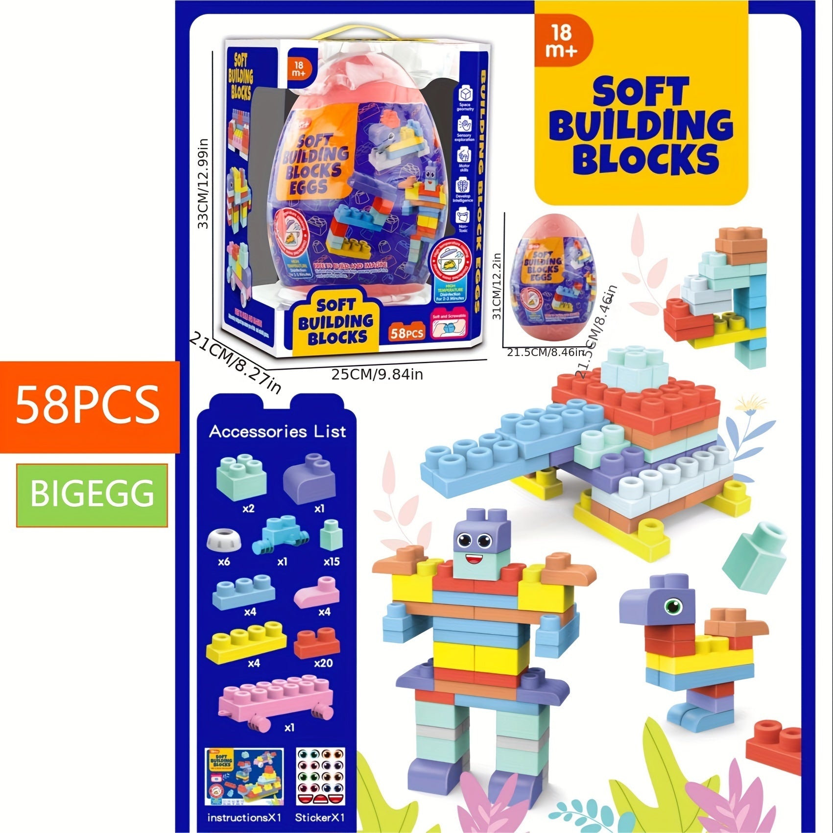 Soft Glue Building Blocks Baby Educational Toys Gift