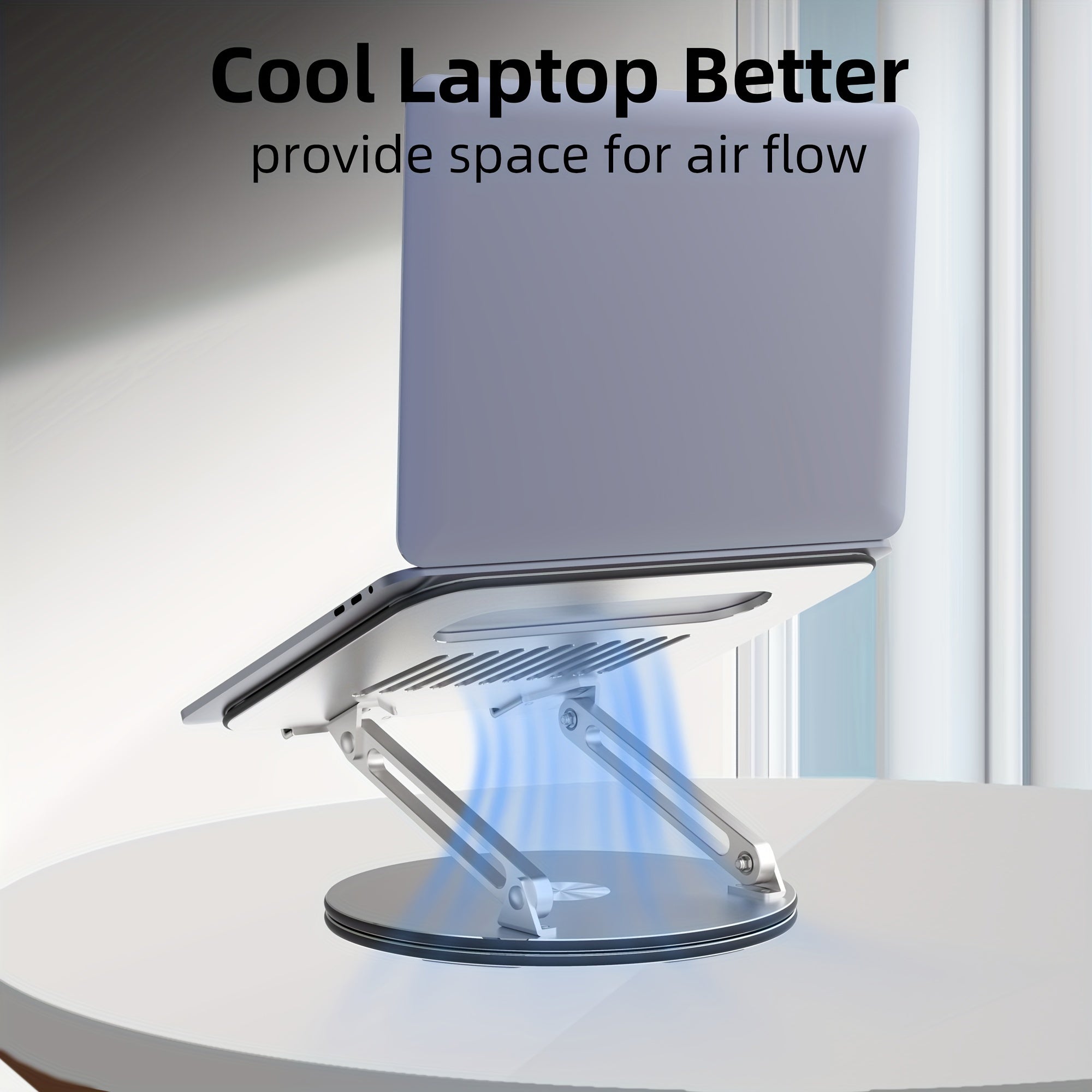 Adjustable Laptop Stand 360 Rotating Base Ergonomic Riser Portable Foldable