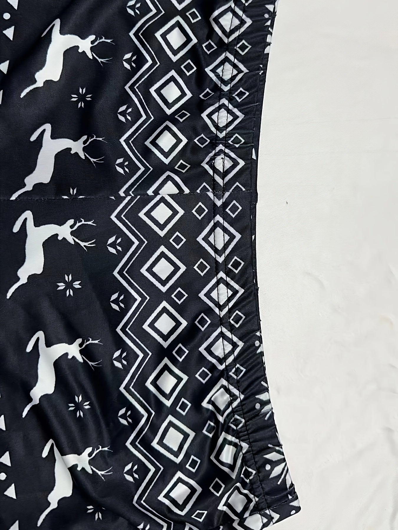  Christmas Casual Leggings Women's Plus Elk & Geo Print