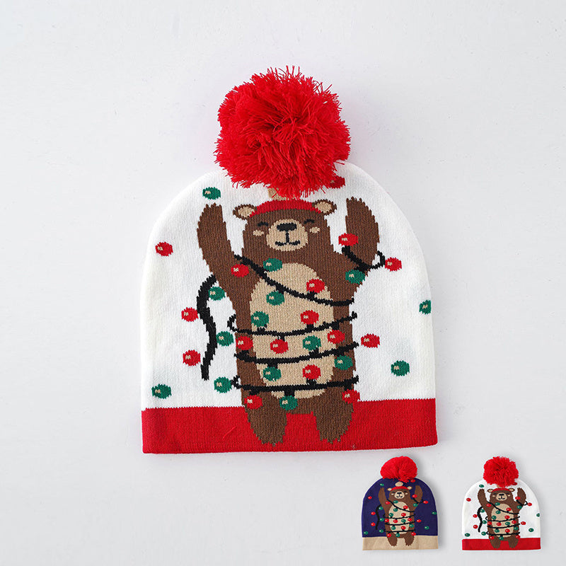 Bear Lantern Fur Ball Knitted Hat for Valentines