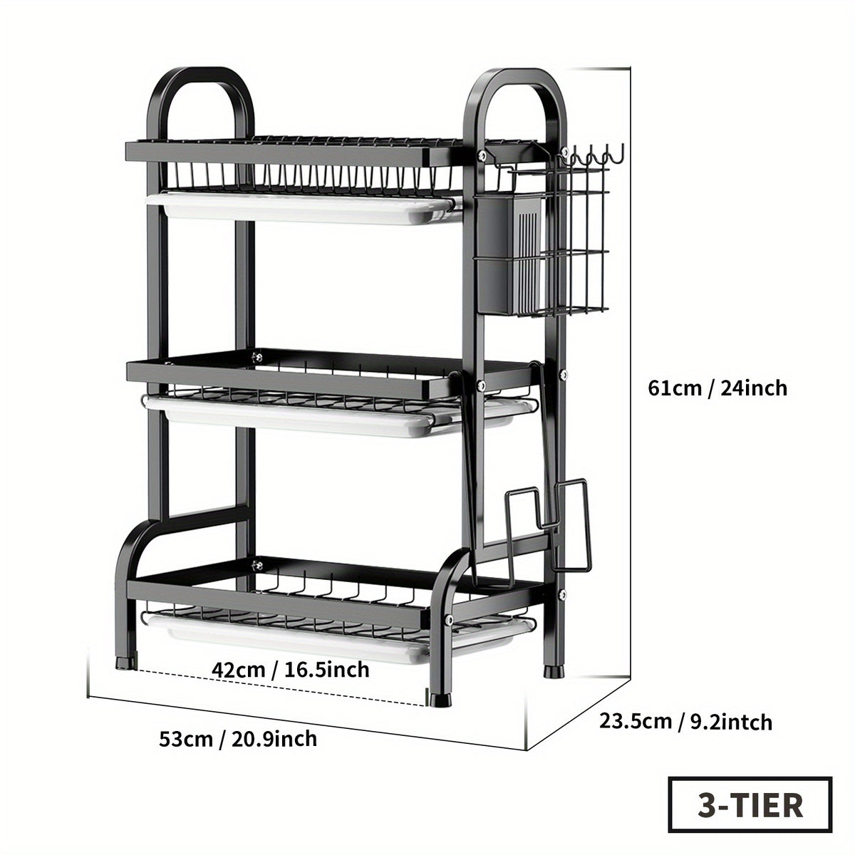 3 Tier Dish Drying Rack with Cutlery Holder