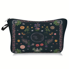 Vintage Moon Phase Pattern Storage Pouch Zipper Makeup Bag