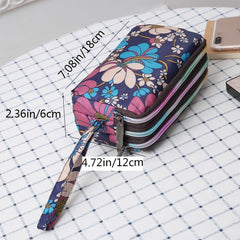 Flower Pattern Canvas Clutch Bag Coin Purse Wrist Wallet