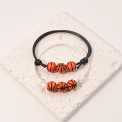 2pcs Boys Sports Wax Thread Braided Basketball Bracelet Set