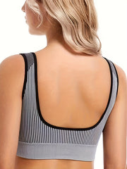 Striped Wireless Sports Bra for Running Workout