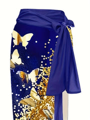  Glitter Butterfly Print Tankini Set