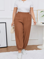  Solid Textured High Rise Jogger Trousers