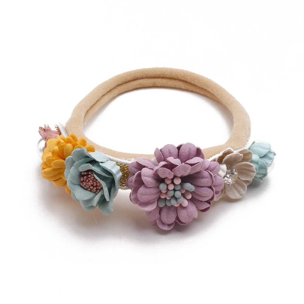 Baby Girl Flower Headbands Soft Stretchy Nylon Hairbands For Newborn Toddler