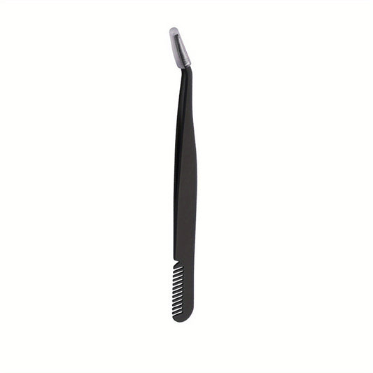 Eyelash Applicator Tool 2 in 1 Curved Lash Tweezers with Comb
