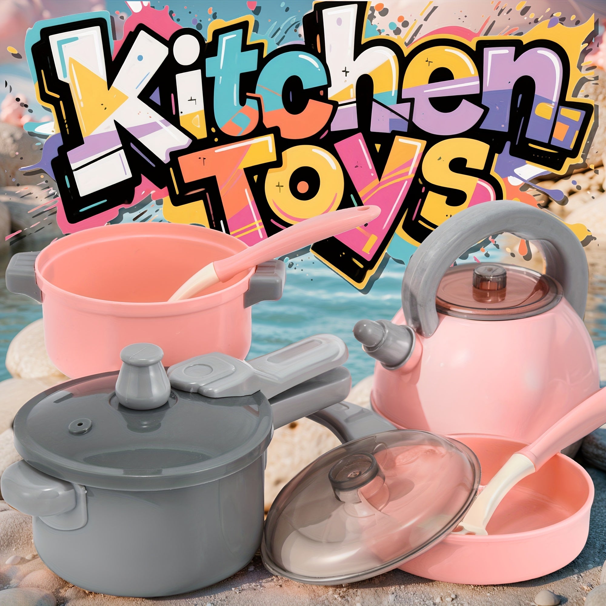 Dreamy Pink Mini Kitchen Toys Pretend Playset for Cooking Skills