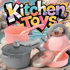 Dreamy Pink Mini Kitchen Toys Pretend Playset for Cooking Skills