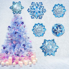 4pcs Snowflake Balloons Large And Small Snowflake Aluminum Foil Decorations