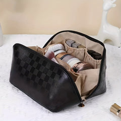 Plaid Pattern Makeup Zipper Bag Lightweight Cosmetic Travel Toiletry Wash Bag