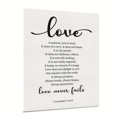 1 Corinthians 13:4-8 Love Never Fails Canvas Print