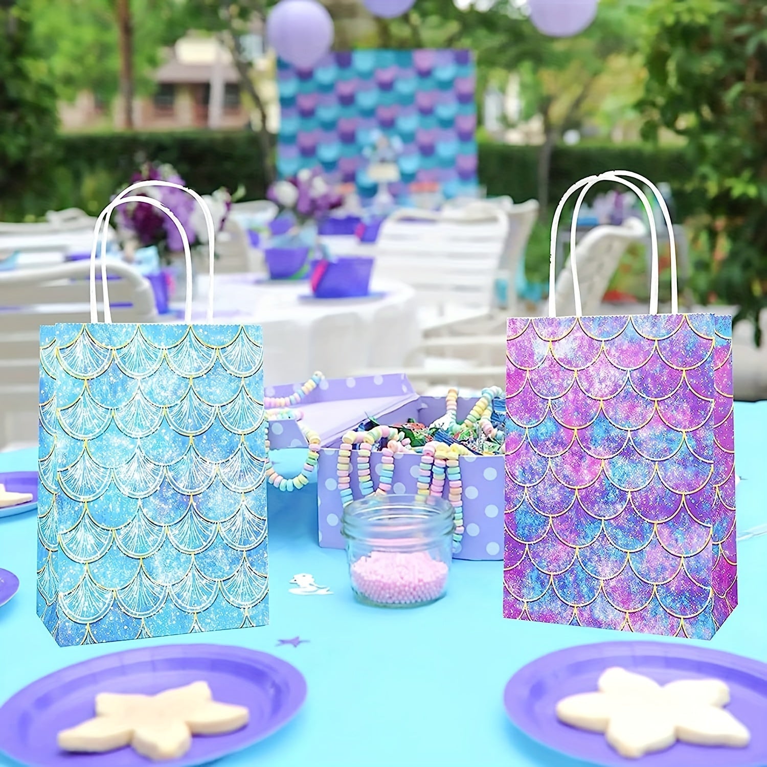 12pcs Mermaid Party Favor Bags Goodie Bags For Mermaid Candy Treat Bags