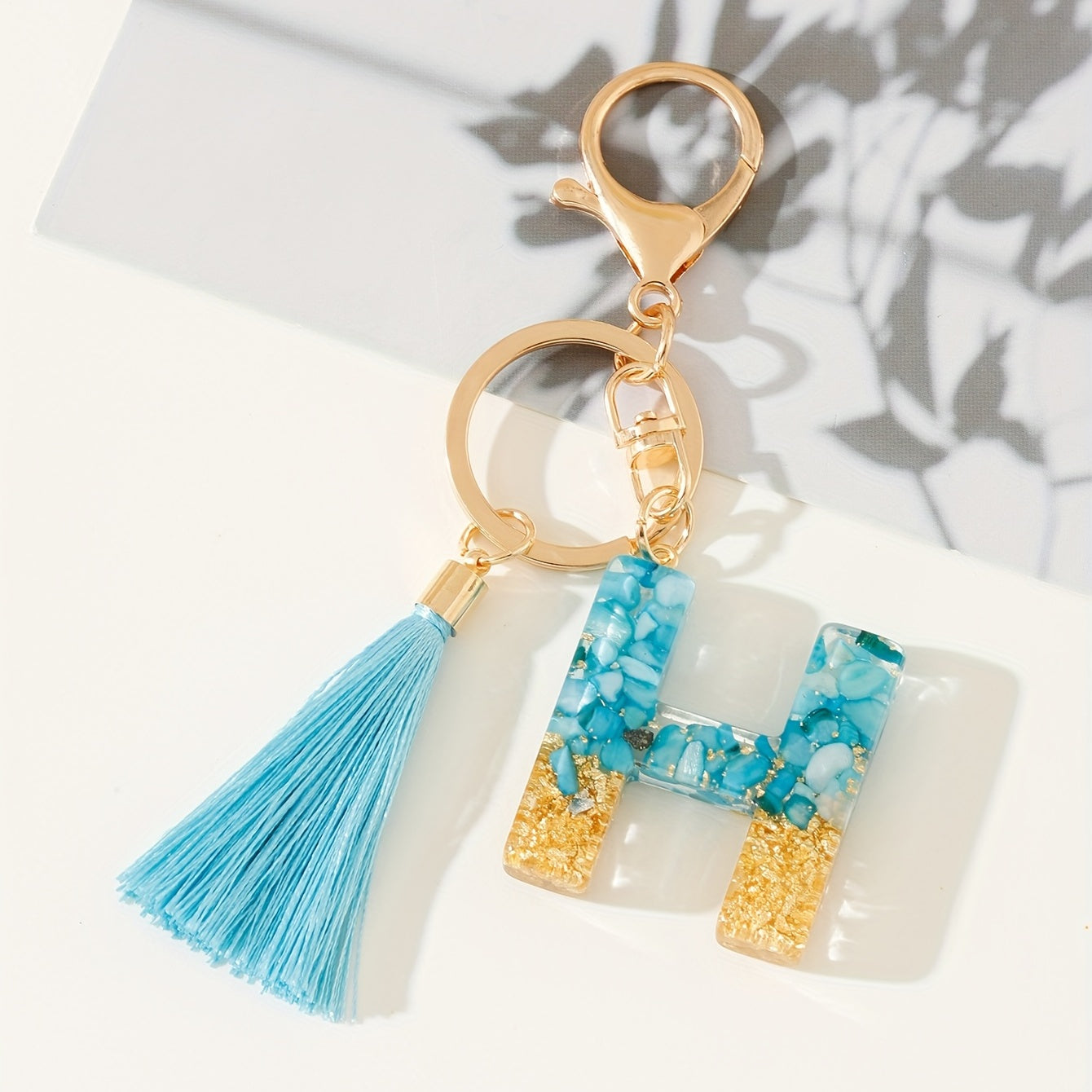 Sequins Alphabet Keychain Resin Key Chain Ring Purse Bag Charm