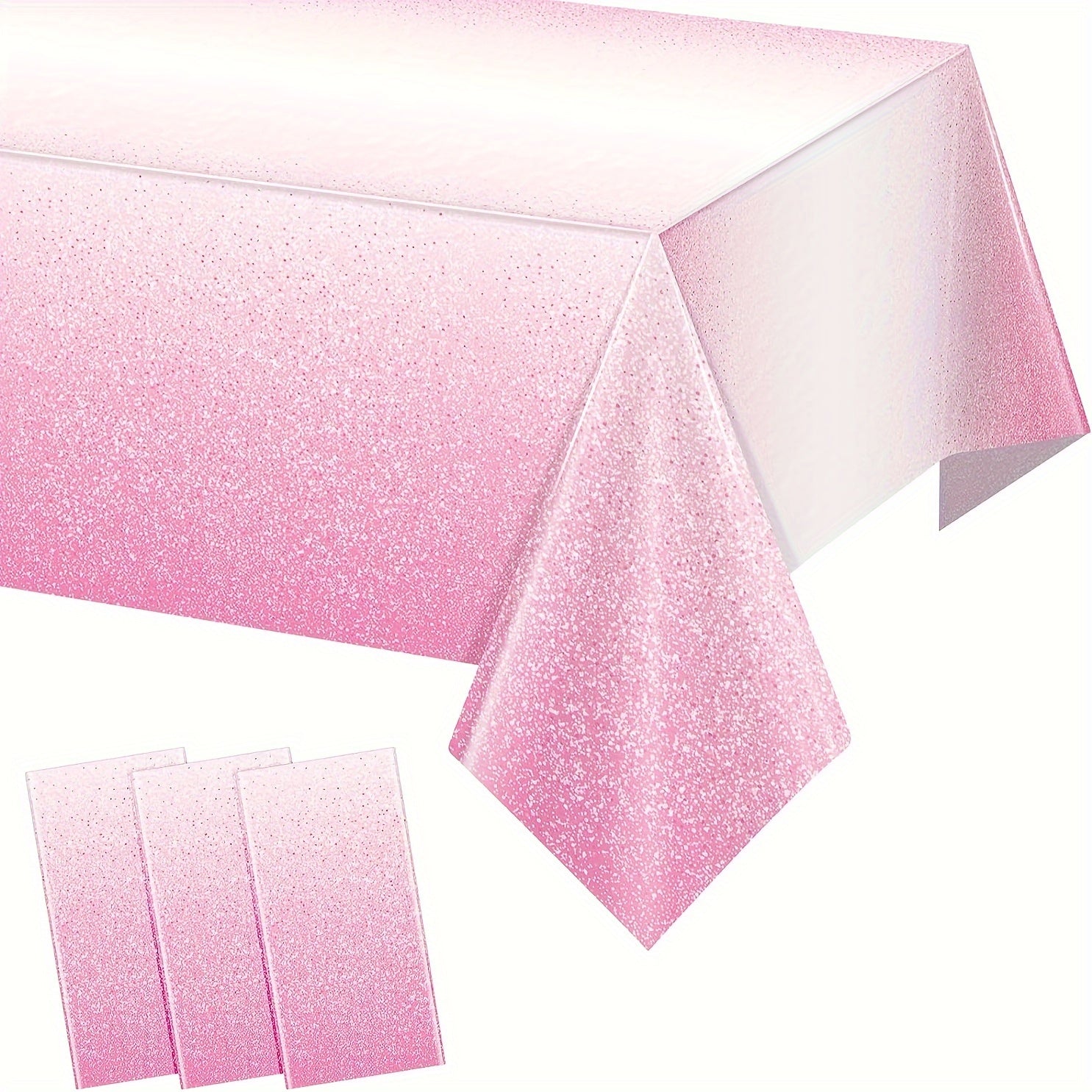 Pink Plastic Tablecloth for Parties Gradient Pastel Pink Disposable Tablecloth