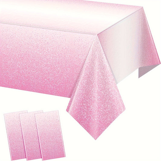 Pink Plastic Tablecloth for Parties Gradient Pastel Pink Disposable Tablecloth