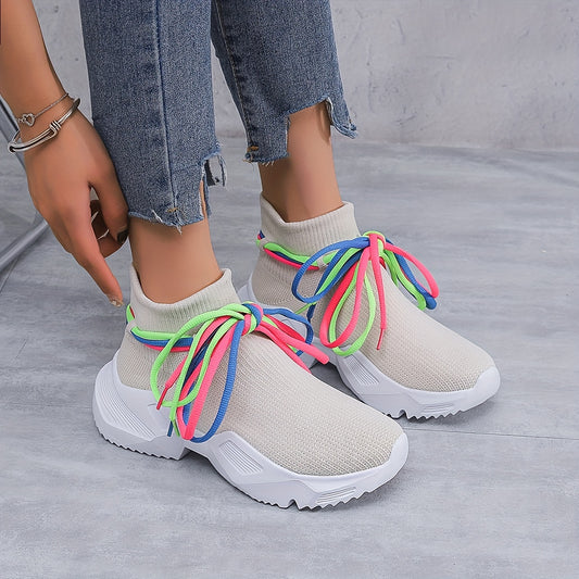 Colorful Rope Decor Comfort Running Shoes Soft Sole Mesh Lightweight Shoes