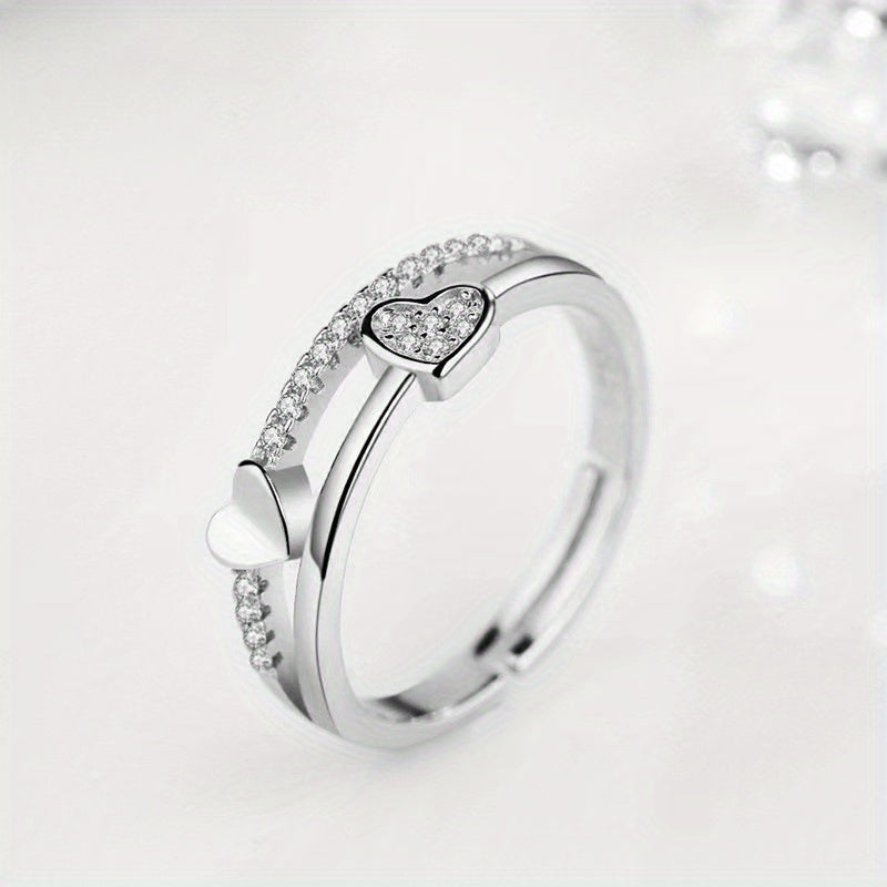 Men's Heart Faux Diamond Ring Open Ring Jewelry