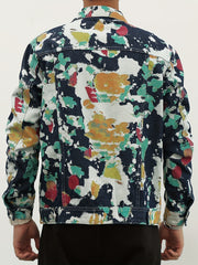 Men's Tie Dye Denim Jacket Street Style Button Up Jacket
