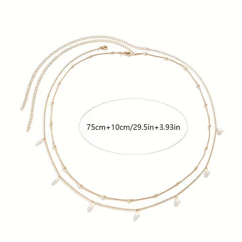 Double Layer Crystal Beads Tassel Waist Chain Belly Chain