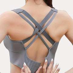 Criss Cross Back Sports Bra Push Up Shockproof