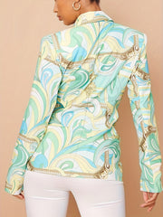  Floral Print Long Sleeve Blazer