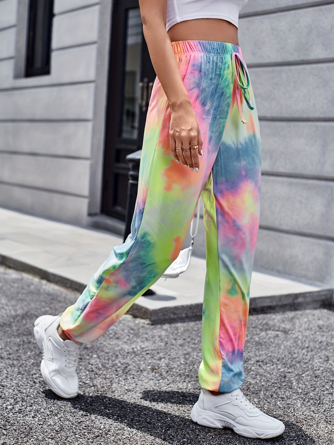 Colorful Tie Dye Harem Pants Loose Drawstring Casual
