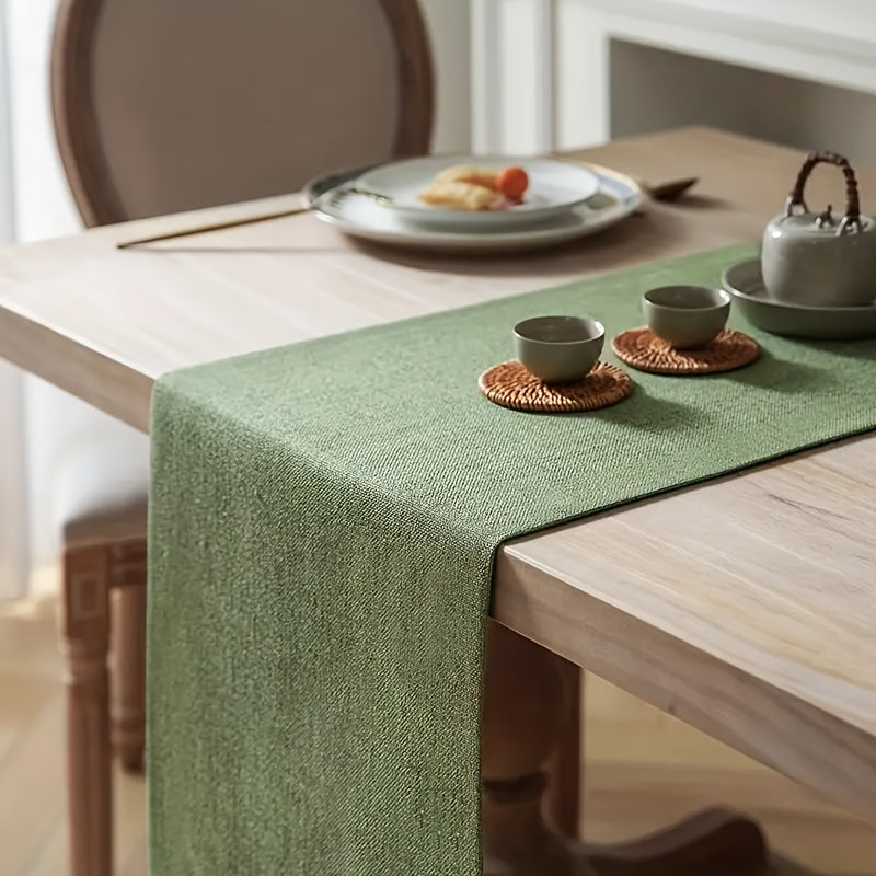 Green Burlap Farmhouse Table Runner 33" Rustic Woven Dining Everyday Use