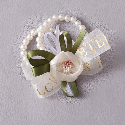 Wedding Wrist Wreath Bracelet Tulle Flower Hand Wreath Bridesmaid Bridal