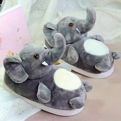 Cartoon Elephant Novelty Slippers Warm Winter Indoor Plush Shoes