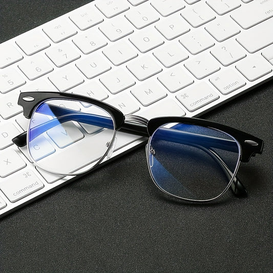 Square Clear Lens Light Blocking Glasses Anti Eyestrain for Women Men
