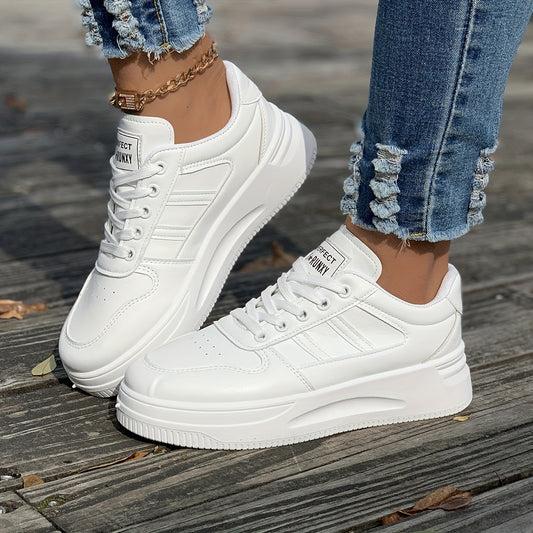 Faux Leather Solid Skate Shoes Wear Resistance Non Slip Flat Sneakers