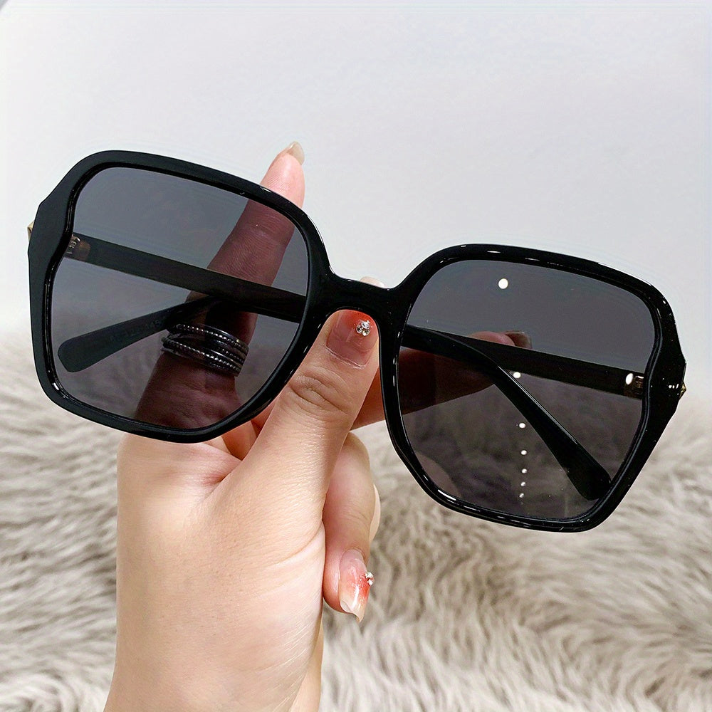 Y2K Square Frame Sunglasses Gradient Lens Chevron Temple Glasses