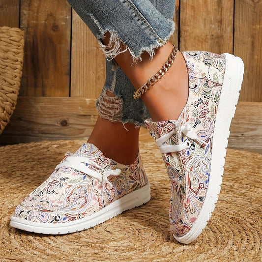 Women's Paisley Graphic Slip On Canvas Shoes Lightweight Sneakers