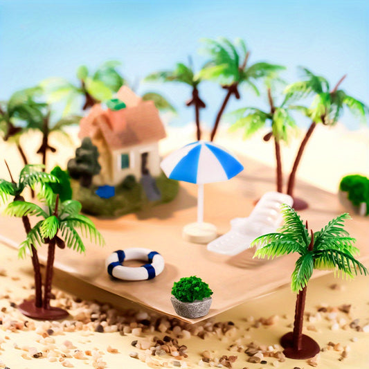 Colorful Beach Paradise Decor Set Resin for DIY Terrariums Fairy Gardens