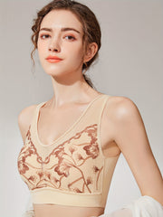 Floral Embroidered Wireless Bra Full Coverage