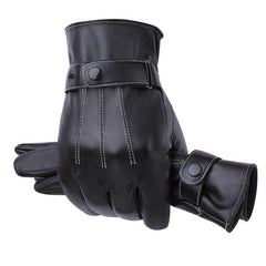 Men's Casual PU Leather Winter Cycling Plus Velvet Thickened Outdoor Windproof