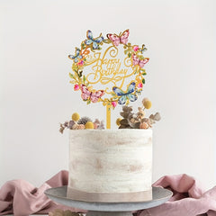 1pc Happy Birthday Butterfly Flower Cake Insert Decoration