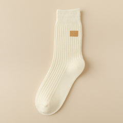 Double Needle Texture Mid Tube Socks Women's Stockings