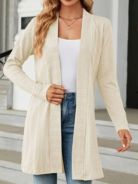  Cable Jacquard Long Sleeve Open Front Cardigan