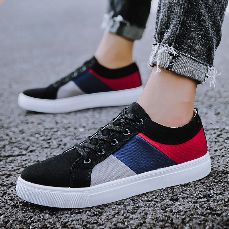 Men's Colorblock Canvas Lace-up Skate Shoes Walking Sneakers