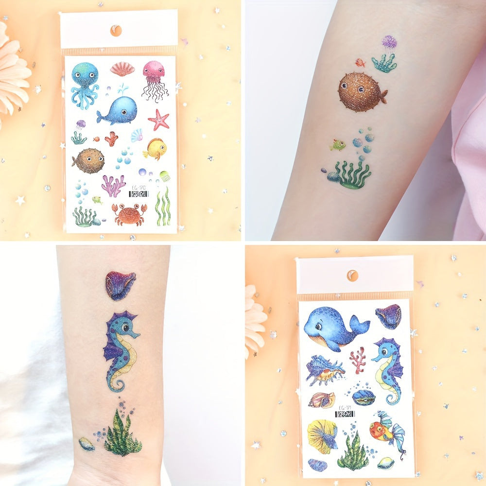 Glittering Ocean Sea Animals Temporary Tattoos Waterproof Lasting 2 5 Days