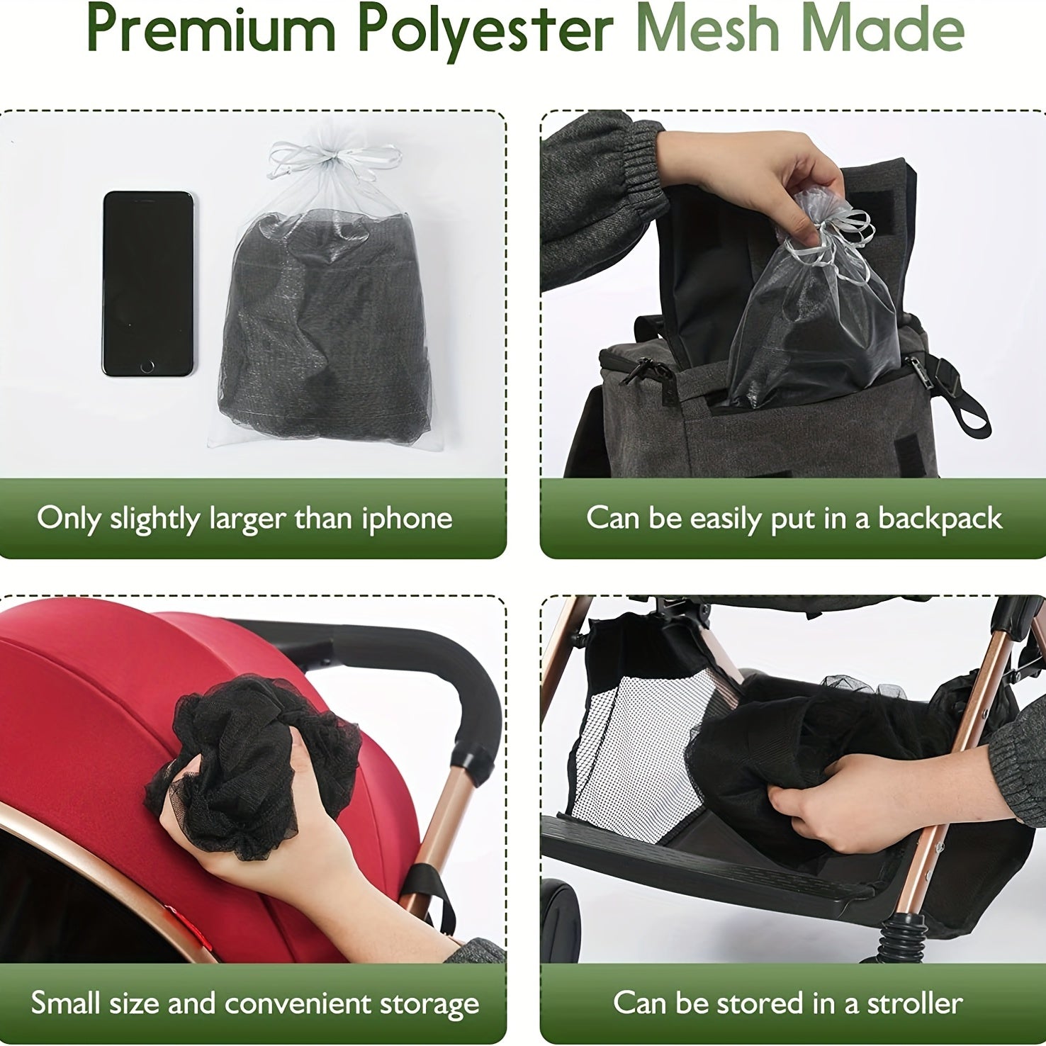 Breathable Mosquito Net for Strollers Bassinets Pack 'n Plays Car Seats